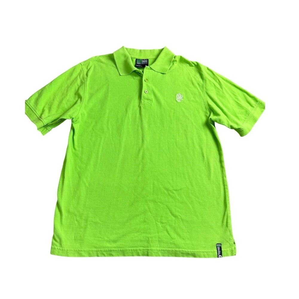 Southpole Polo Shirt Mens Large Lime Green‎ Short Sleeve Logo Retro Streetwear